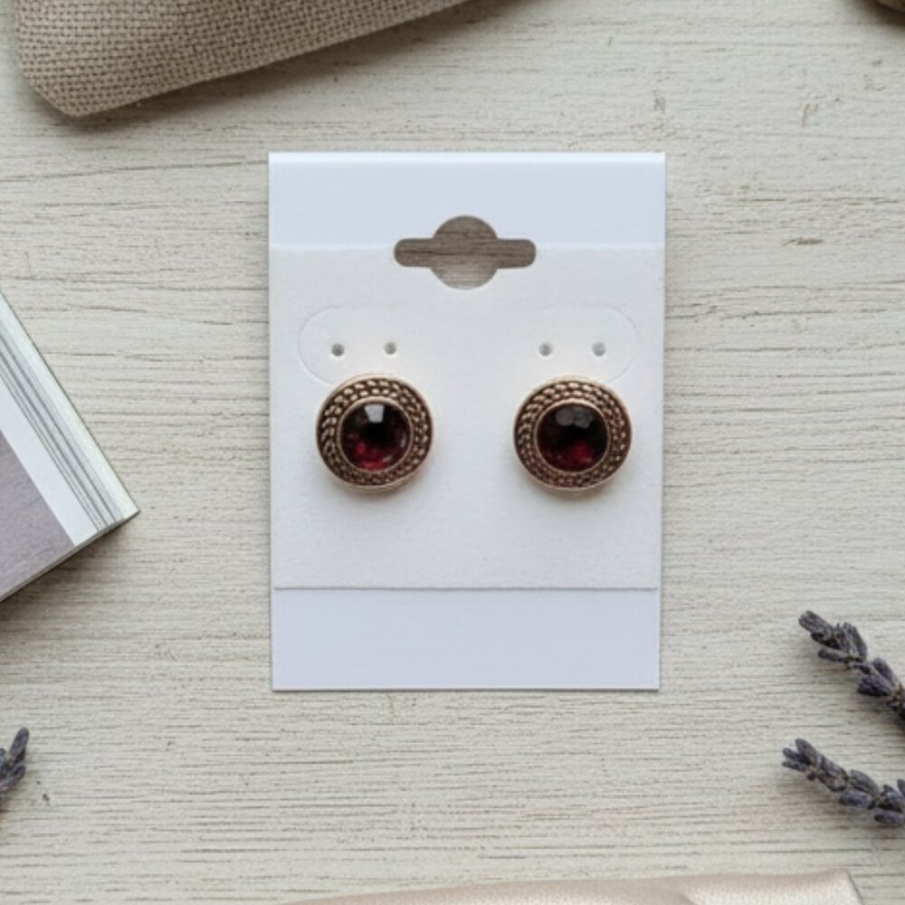 Napier Gold-Tone Earrings with Deep Red Stones